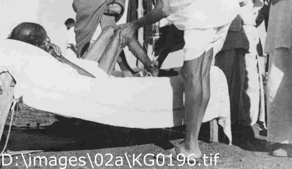 at Sevagram Ashram, 1940; right: Shankaran (worker in