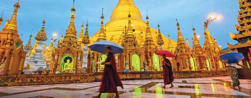 Marvel at the captivating architecture of Shwedagon Pagoda in Yangon Charming Burma 12 Day Travelmarvel Tour Day 1. Depart UK. Make your way to London Heathrow for your flight to Yangon. Day 2.