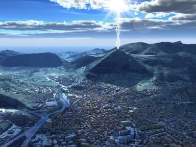 Energy beam detected and measured at the top of the Bosnian Pyramid of the Sun, electrical scalar waves, 28 khz frequency, focused and