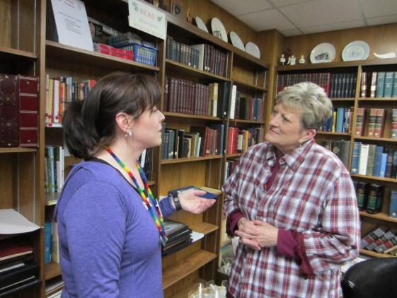 Amy, as new Assistant Lay Director, visited with Donna Young, and was given materials of the job.