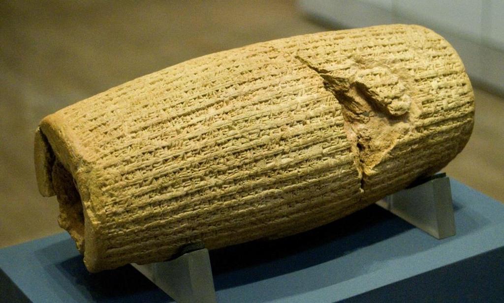 The Cyrus Cylinder Discovered in Babylon in 1879, this inscription on a clay barrel (dating to 537 BC) documents Cyrus s policy of religious