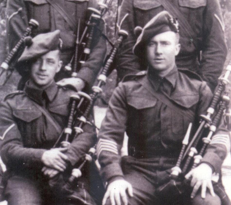 TWO LEWIS MEN, WEE DONALD MACLEOD on the left and BIG DONALD MCLEAN. After leaving the army in 1962 and settling in Glasgow, Donald MacLeod was soon involved in the Glasgow piping scene.