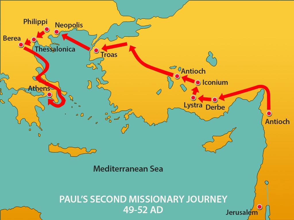 2. Paul s 2 nd Missionary Journey began in Antioch. He and Silas travelled through Asia Minor visiting the churches that Paul had helped establish on his 1 st Journey.