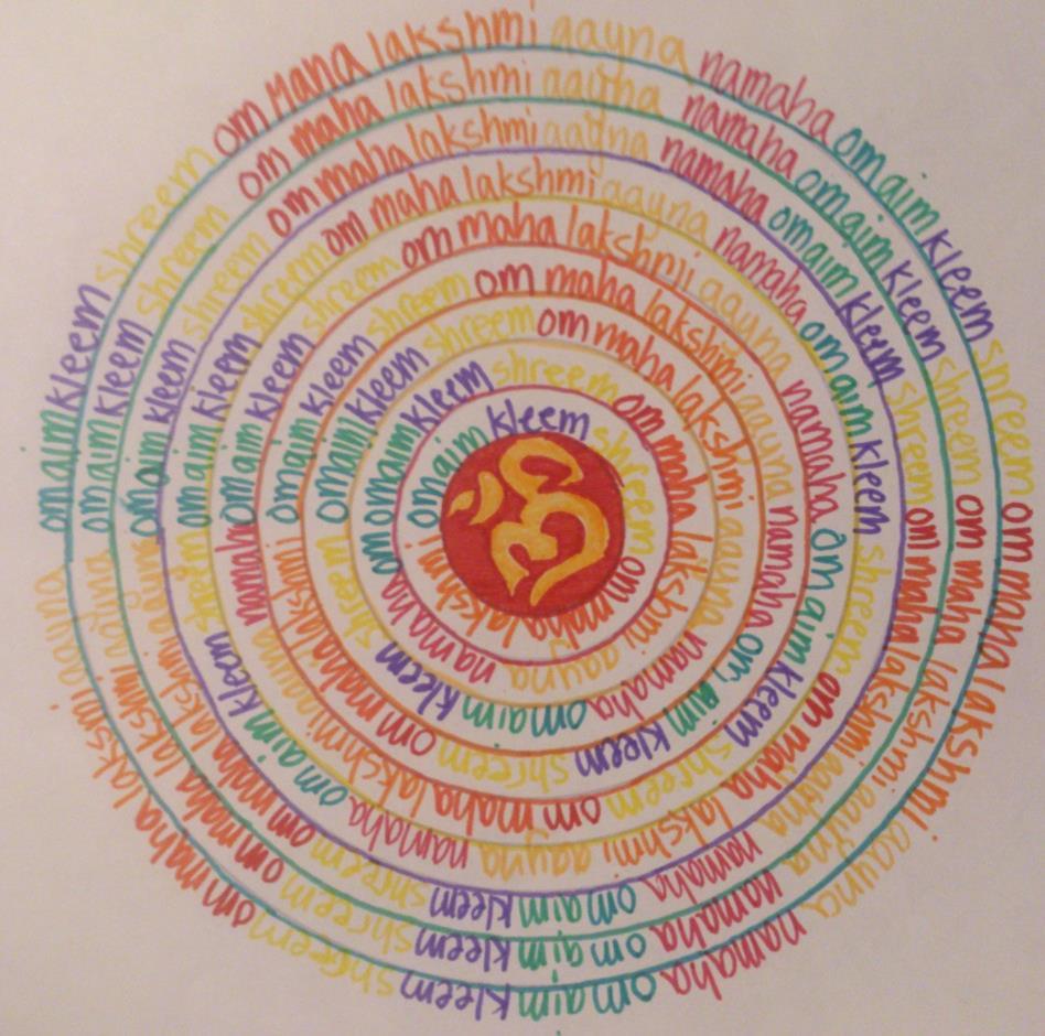 3rd earth mantra Om Aïm Klïm Shrïm Om Maha Lakshmi Aayna namaha Approximate meaning: Salutations to the Great Lakshmi Method: 1 mala per day for 21 days, then the drawing of the Lakshmi yantra.