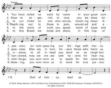 Gospel Acclamation / Holy, Holy, Holy / We Proclaim Your Death / Amen / Lamb of God Music reprinted under OneLicense.