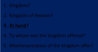 John F. Walvoord, Matthew: Thy Kingdom Come (Chicago: Moody, 1974), 30. What did John mean by kingdom of heaven?