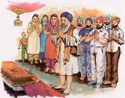 The Panj Pyare now explain the Sikh principles and teachings to the candidates and ask
