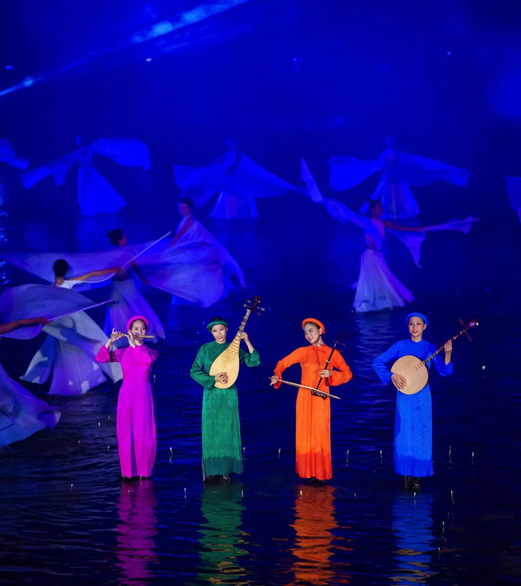 The stage is permanently submerged under a layer of water and allows for a unique and never before seen theatrical display.
