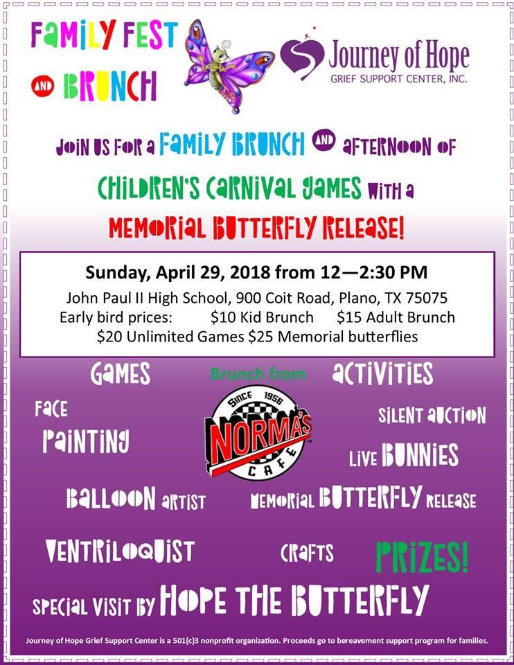 The event is to benefit Journey of Hope s bereavement programs for children. They need people to help lead the carnival games and we'd love to help, right?