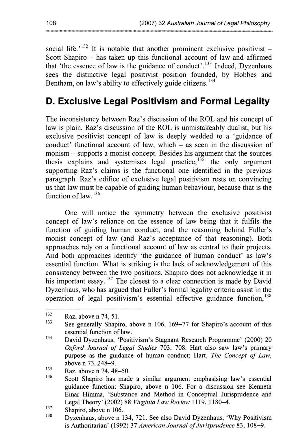 108 (2007) 32 Australian Journal of Legal Philosophy social life.