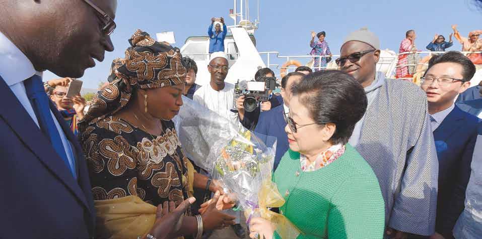 Gorée Island Mayor Augustin Senghor and first Lady honored Mother Moon for bringing peace and healing to his region.