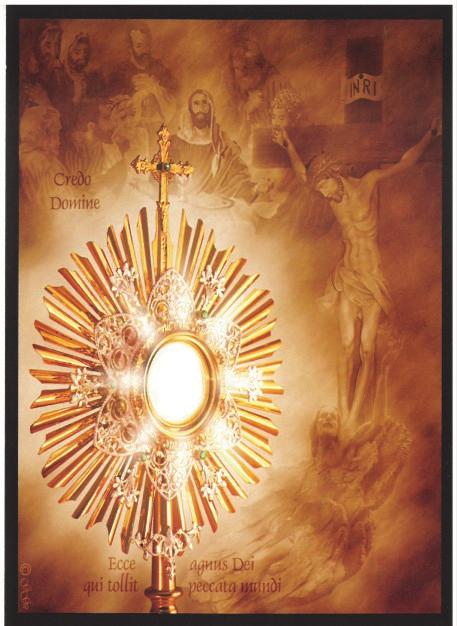 The focus of this devotion is on Jesus, present in the Living Eucharist. As Catholics, the words of Our Lord burn in our hearts: I Myself am the living bread come down from heaven.
