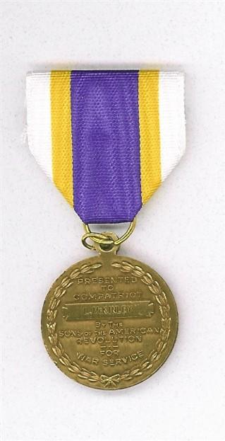 ..Registrar William Youngs Chaplain Board of Managers John Sinks, 3 year term Larry McKinley, 2 year term John (Jack) Pitzer, 1 year term The Front side of the War Service Medal has the years