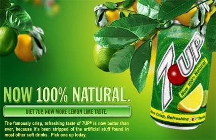 Ad #2: 7-Up growing on tree. Now 100% natural. Better than other sodas.