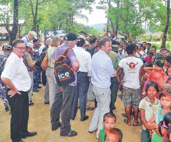 Divided into three groups, the diplomats and the UN s representatives visited three different areas in Maungtaw and Yathedaung townships meeting with people from Muslim, Hindu and Buddhist