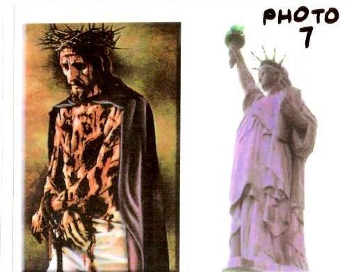 Photo 7) The prostitute that is dressed in purple and scarlet sits on many waters/harbor. (Rev. 17: 1, 4, 5, 18) This prostitute is the great city that rules the world, as stated in verse 18.