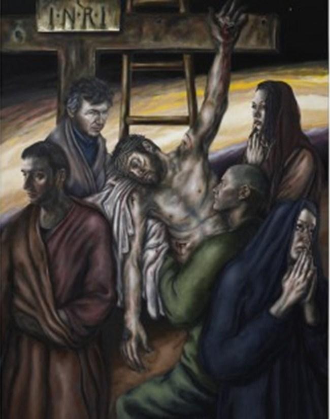 Station Thirteen:- Jesus is taken down from the cross. We adore you O Christ, and we bless you. Because by your Holy Cross you have redeemed the world. READING John 19 vv.