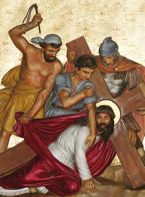 The Seventh Station Jesus Falls Again Jesus carried the Cross through the Western Gate. Overcome by exhaustion, He fell again at the feet of sinners, subjected to trampling and ridicule.