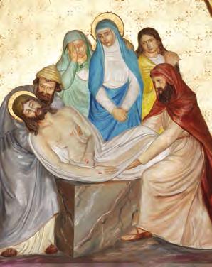 The Fourteenth Station The Burial of the Holy Body and Mourning the Death of Jesus The sacred Body of Jesus was laid to rest in a stone tomb.