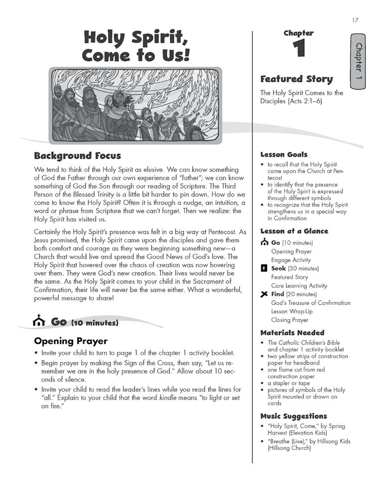 The Go part of the lesson begins with an opening prayer that is found in the activity booklets.