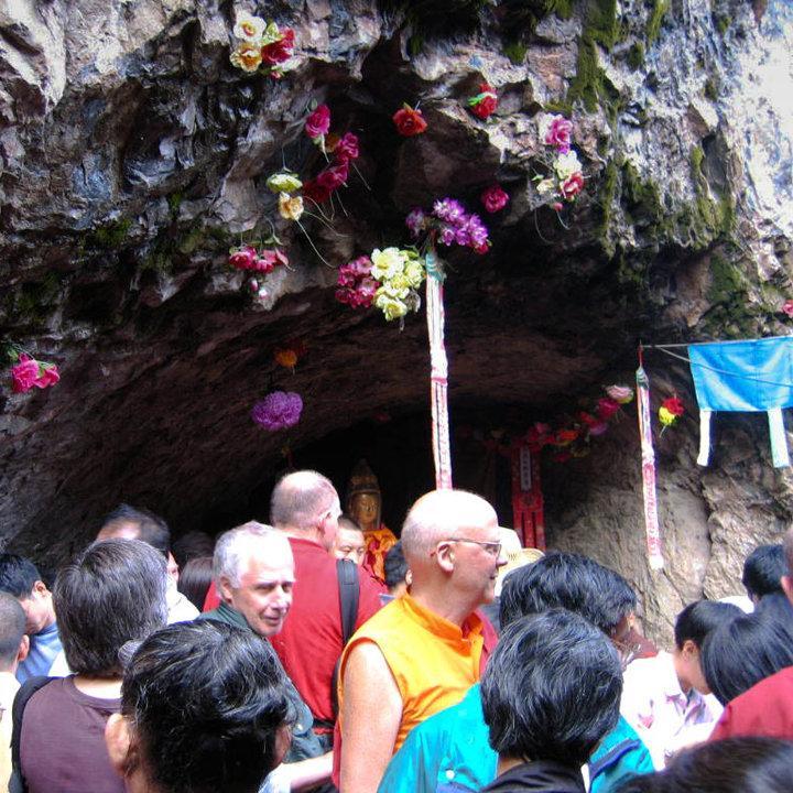 In this photo I am in the middle, left, and Margaret is behind me to the left. This is the entrance to the Mother Buddha Cave.