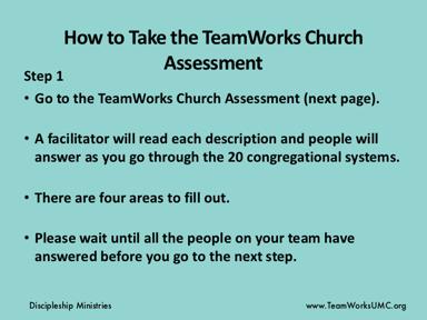 Go over the steps above, using the next slide as an example of how to fill out the assessment.