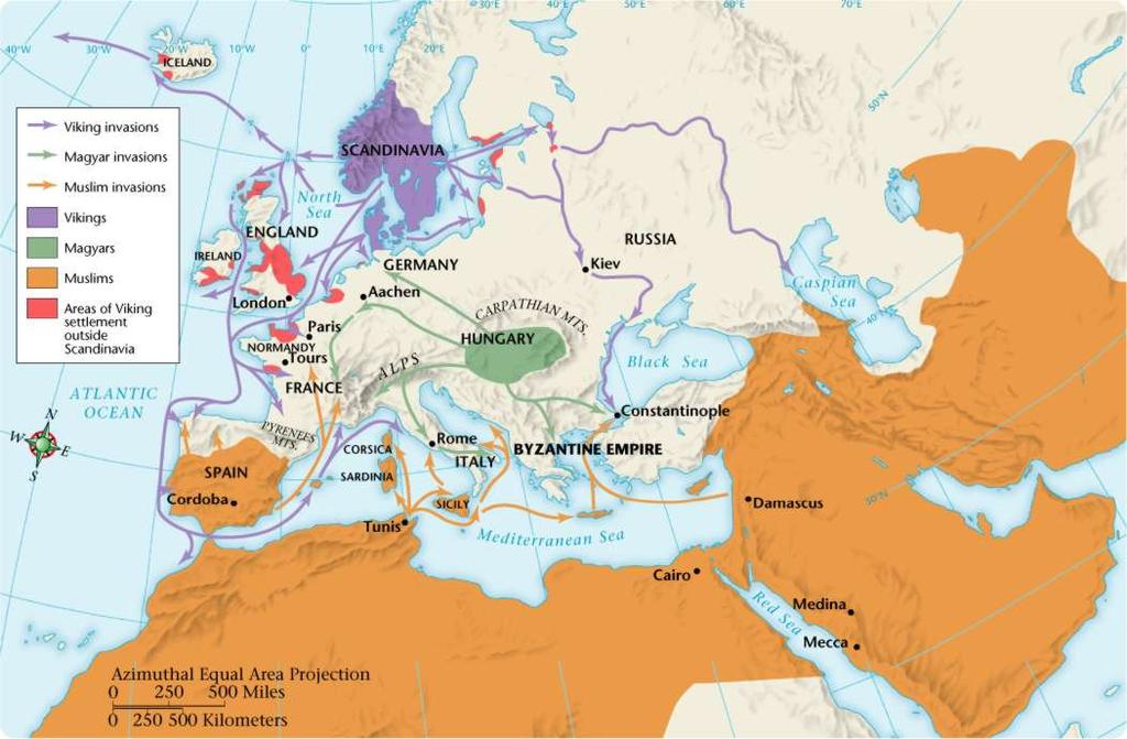 750 1000 A.D. Western Europe and Eastern Byzantine Empire both face Invaders Vikings (Norsemen) SL