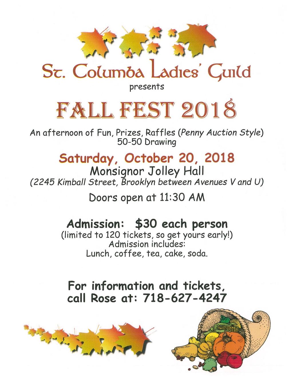 PLEASE PRAY FOR VOCATIONS LADIES GUILD FLEA MARKET Please support St Columba Ladies Guild Flea Market to be held, Saturday, November 3rd, 2018
