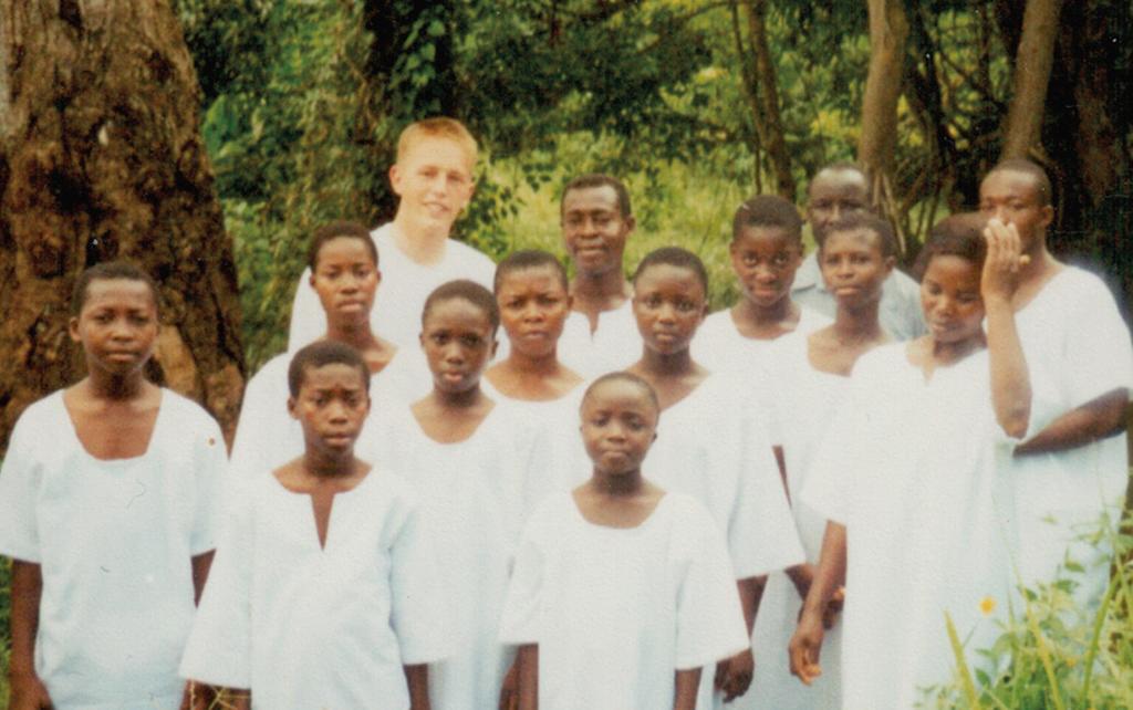 The first baptism of Nkawkaw Saints in October 16 2004 left to right: Samuel, Frederick, Gina Amankwah, Elder Ange, Mormon Owusu, Sandra Koufie, Augustine Amankwah, Jennifer and Mercy Owusu, Doris