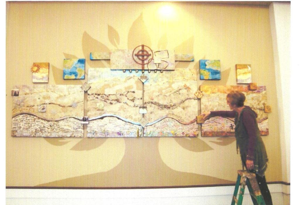 Sacred Space Collage Over Arching Theme was designed by Professional Artist Deb Drager from Kansas. It was harvested from Congregational input during the summer and fall of 2012.