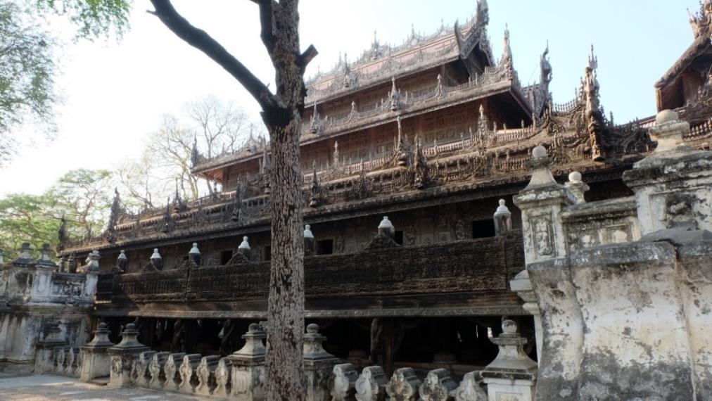 the only structure from the original Palace to have survived to this day. Fascinating for its history, it is also quite simply a stunning example of Burmese teak wood-carving.