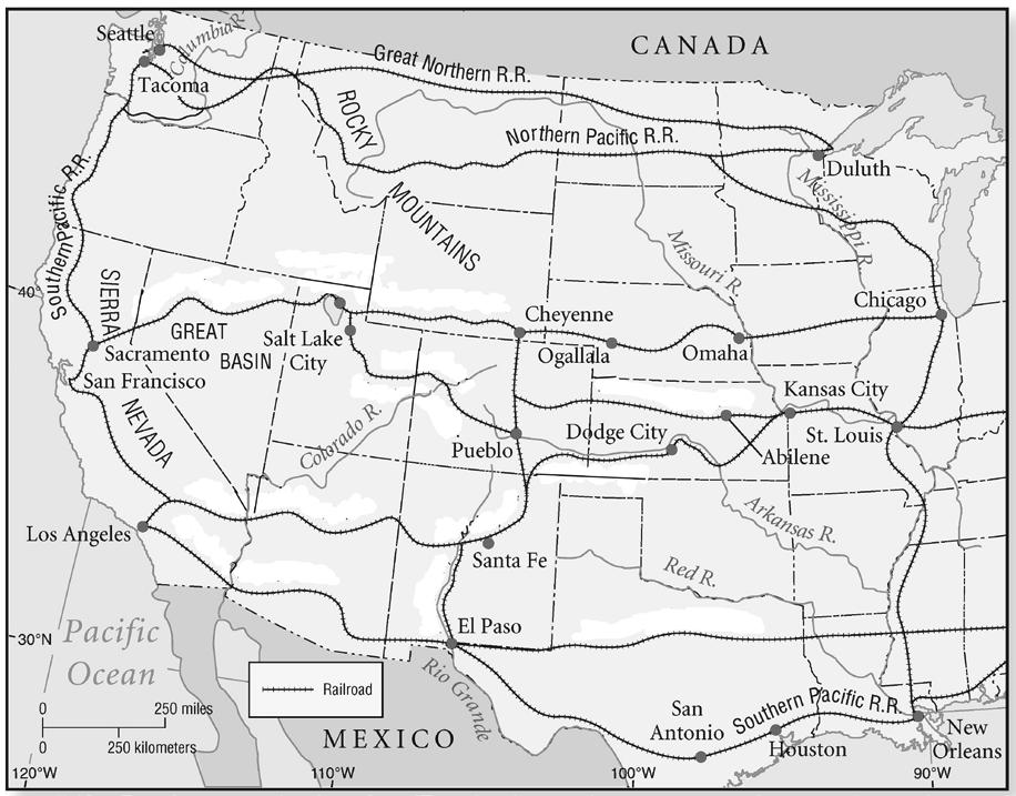 Name Date 4. On the map below, trace the tracks that the Union Pacific Railroad Company built.