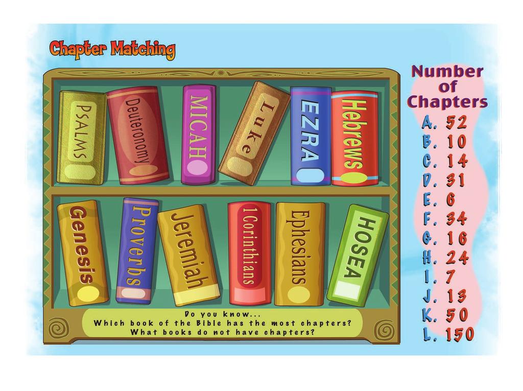 Instructions: Locate each book below to discover how many chapters it has.
