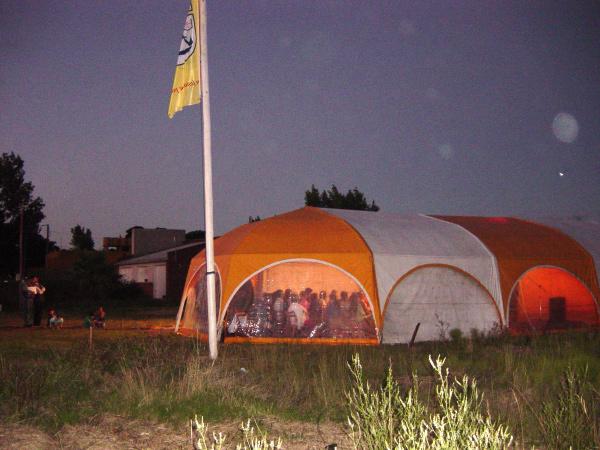 The tents are in use throughout most of the year, in good weather and bad, winter and summer,