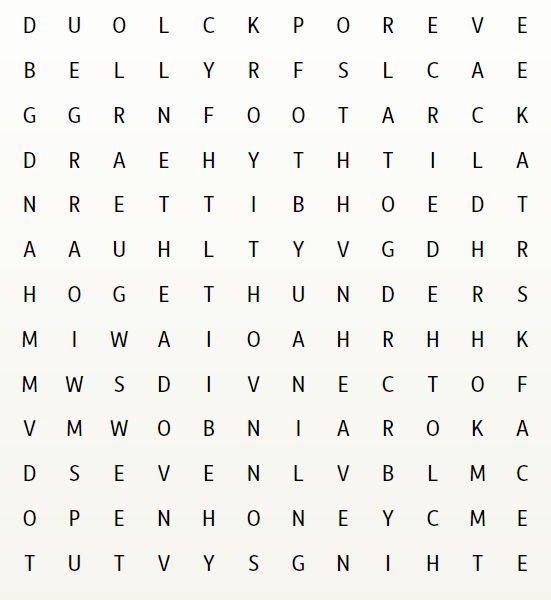 A Study of Revelation 10...Page 5 of 6 VII. Seek-A-Word Puzzle. The words may be backwards, diagonal, upside down, etc. See if you can find them all.