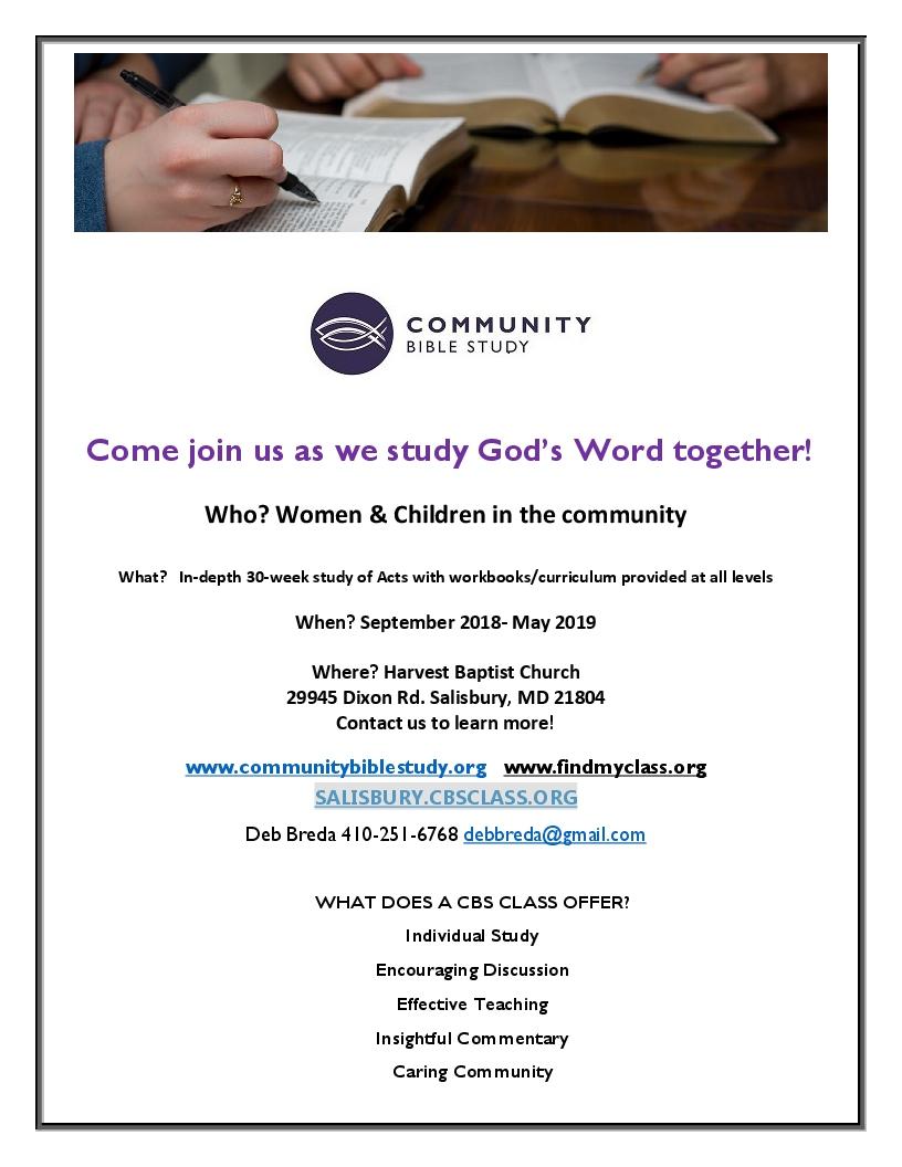 Note from DS Rev. Rob: I highly endorse Community Bible Study as an in depth study grounded in Scripture.