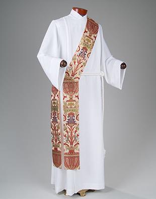 " (From the Latin albus, white.) CINCTURE A belt, girdle, or cord tied around the waist of an alb. Worn at Mass, it confines the garment.