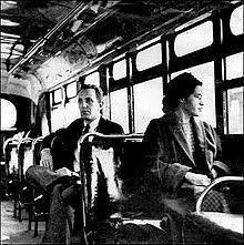 One day Rosa Parks was on a busy bus when a white man asked the bus driver to have one of the African Americans in the colored section to give up their
