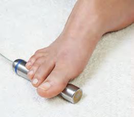 left foot and the blue handle under your right foot (see