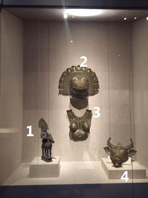 Masks, Breastplate and Equestrian Figure India, Karnataka Masks were used by mediums in rituals intended to both propitiate and