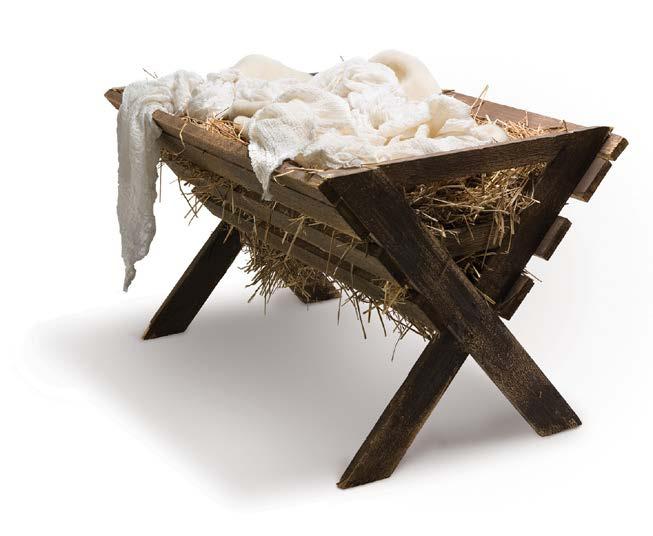 Luke 2: 7 She... laid him in a manger; because there was no room for them in the inn.