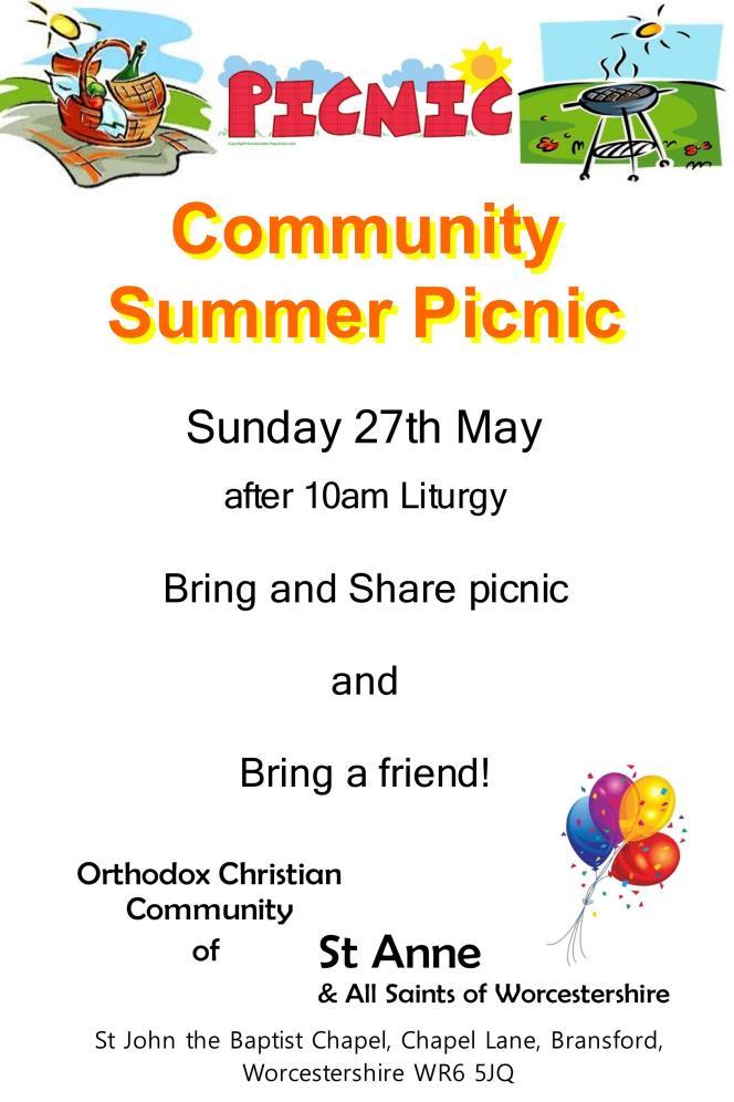 Followed by our Community Picnic and social.