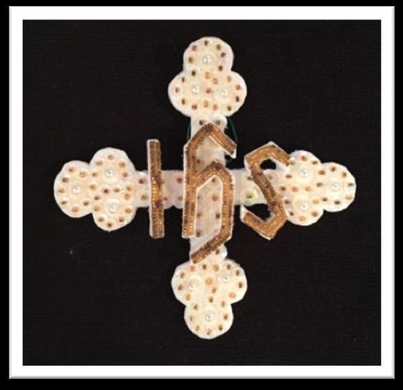 Trefoil Cross with Monogram: Also called the Budding Cross or the Cross of Baptism.
