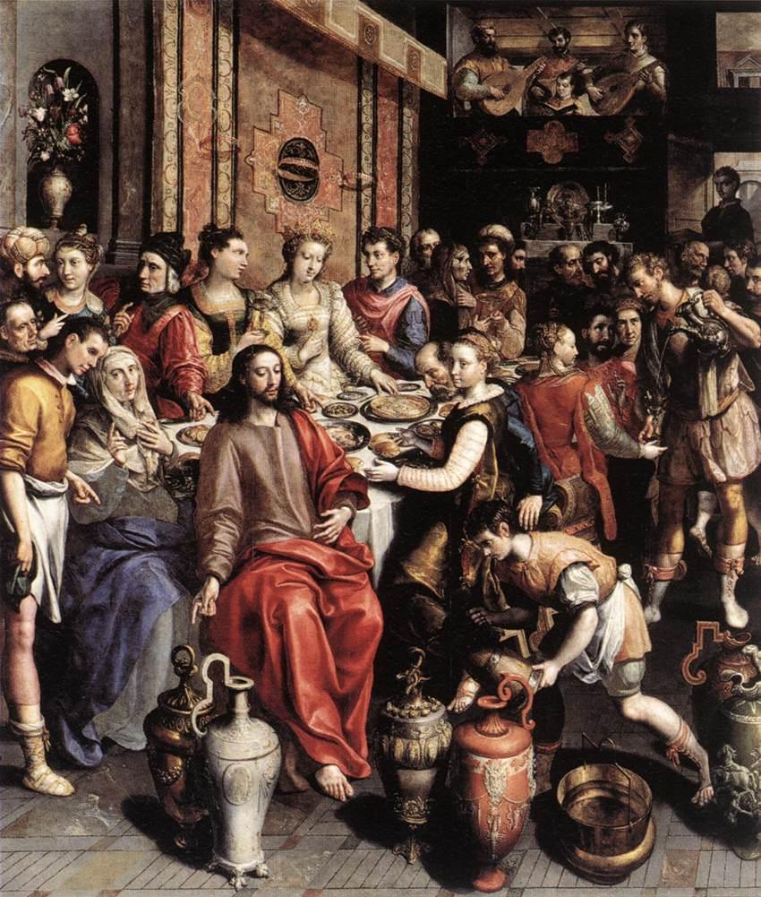 The Marriage at Cana, 1596-97, Marten de Vos Mt 9:14-15 The disciples of John approached Jesus and said, Why do we and the Pharisees fast much, but your disciples do not fast?