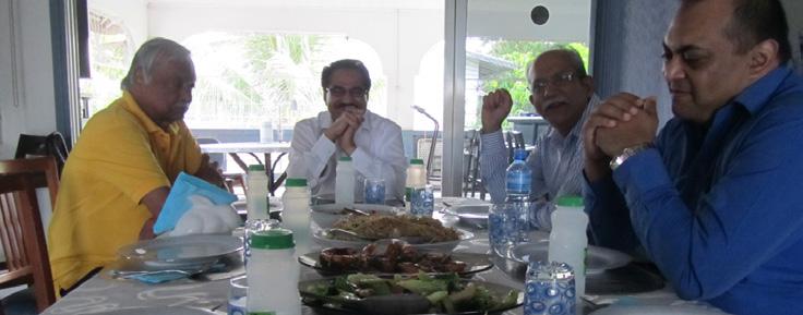 Photo at lunch on 19 May 2014. From left: Dr Ghafoerkhan, Mr. Shahid Aziz, Dr.