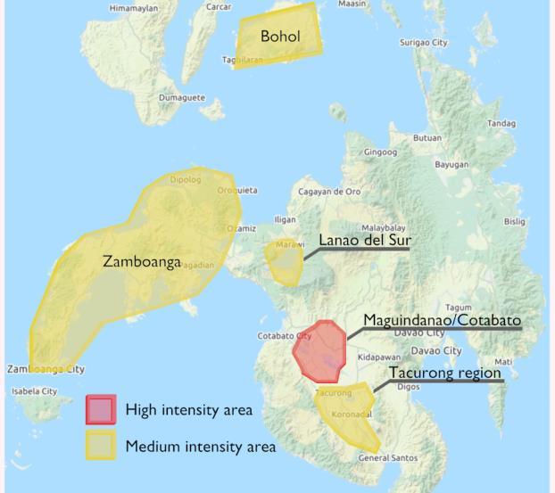 Map of militant activity hotspots in Mindanao Types of incidents After an initial review and interpretation of the material on incidents within the scope of this study the following classification of
