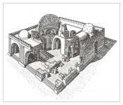 Its dome was made with baked brick but in Firooz-Abad just stone has been used. The central hall had a dome and other spaces had barrel vault. (fig. 14 & 15) In Fig.