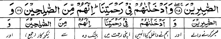Part: 17 & Page- 16 16 Surah: 21. Al-Anbiyâ' ( Prophets) 85 (Contd) those who were patient. 86. We admitted to Our Mercy.