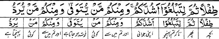 Part: 17 & Page- 22 22 ( Pilgrimage) 5 (Contd) as infants, then (give growth) that may reach r age of full