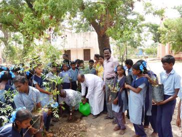 In the second phase, FHF has worked towards the reforestation of the school campuses. FHF gave a tree to each student of St. Mary s Middle School.